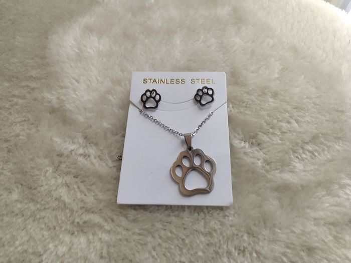 Parure collier boucles d'oreilles Empreinte patte chien - photo numéro 2