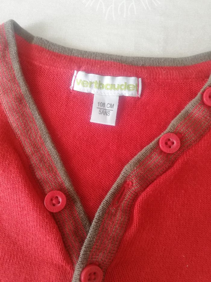 Pull rouge Col V Vertbaudet 5 ans - photo numéro 2