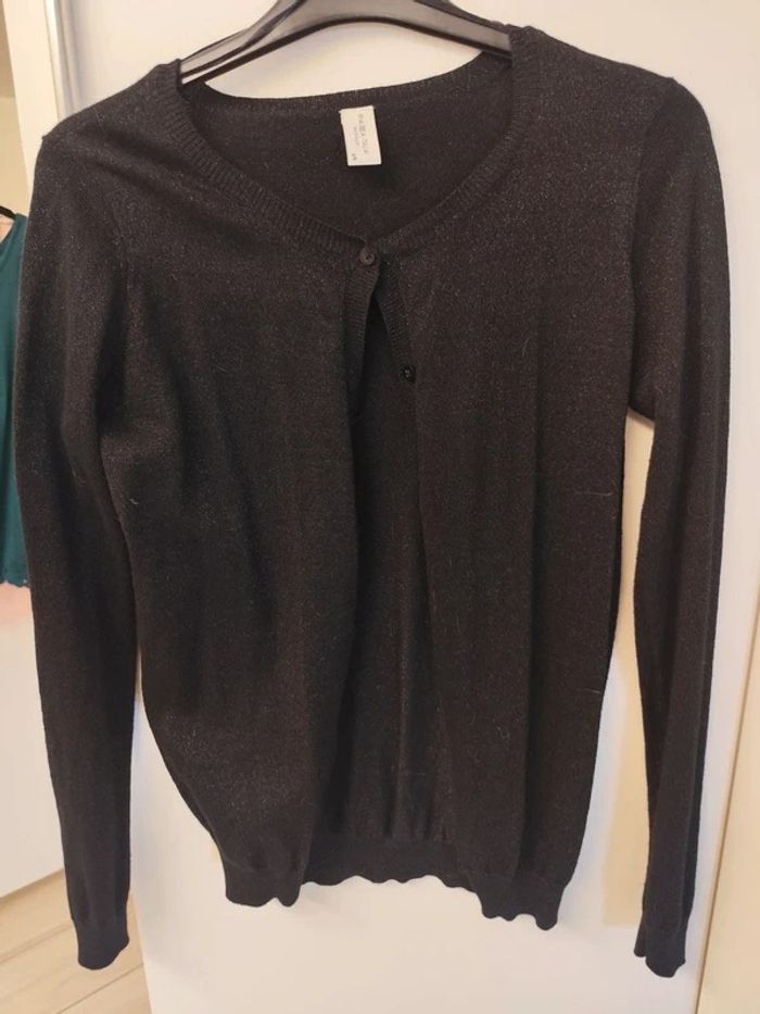 Cardigan noir slim à paillettes - photo numéro 2