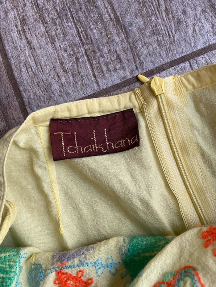 Mini jupe d’été à volants vintage jaune avec broderies - photo numéro 5