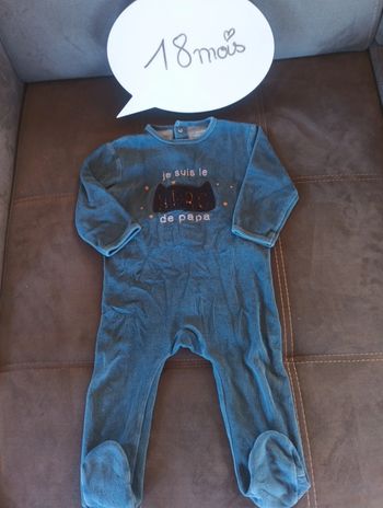 Pyjama velours Garçon 18 mois Je suis le héro de Papa Kiabi