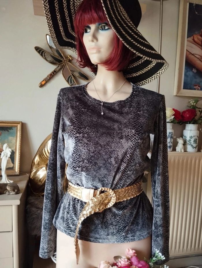 🌿Top Velours Imprimé Python Manoukian T36🌿