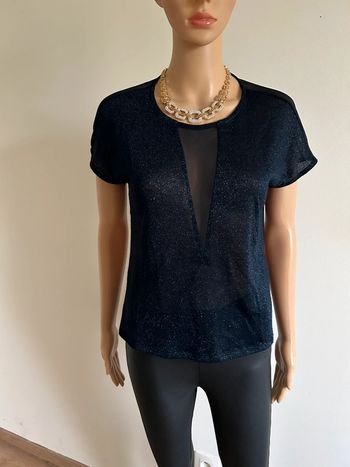Blouse bleue marine pailletée à manches courtes Only taille XS TBE