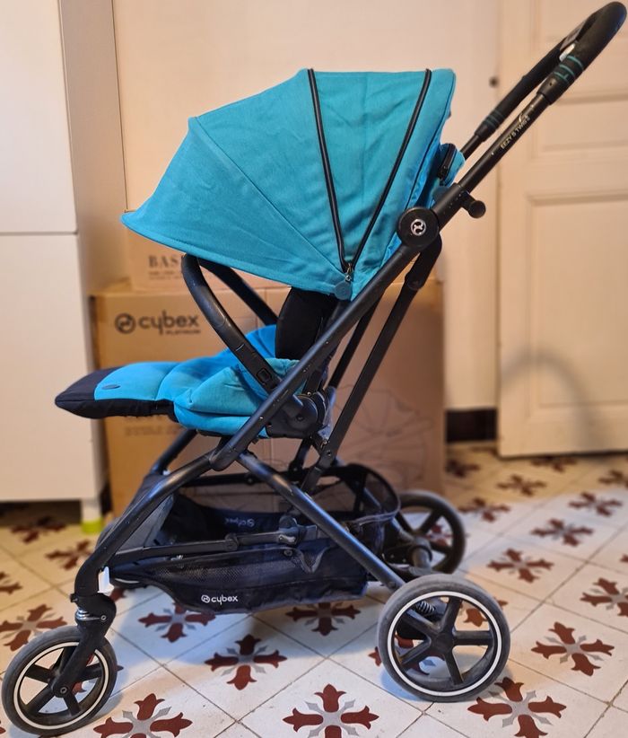 Ensemble Poussette+cosy+siège auto Cybex Turquoise - photo numéro 9
