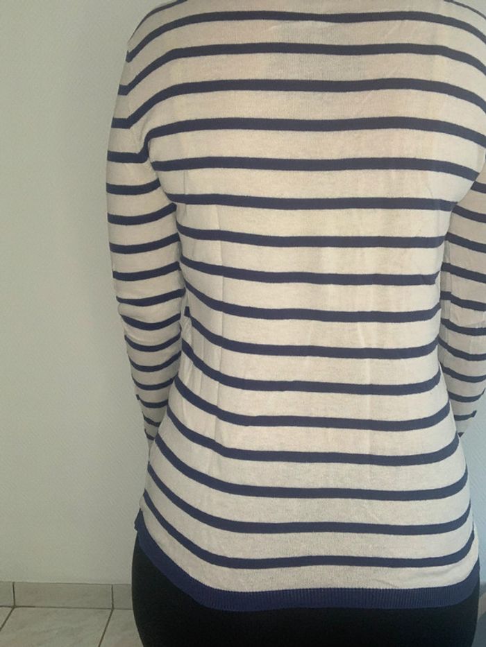 pull marinière fin col en V - photo numéro 3