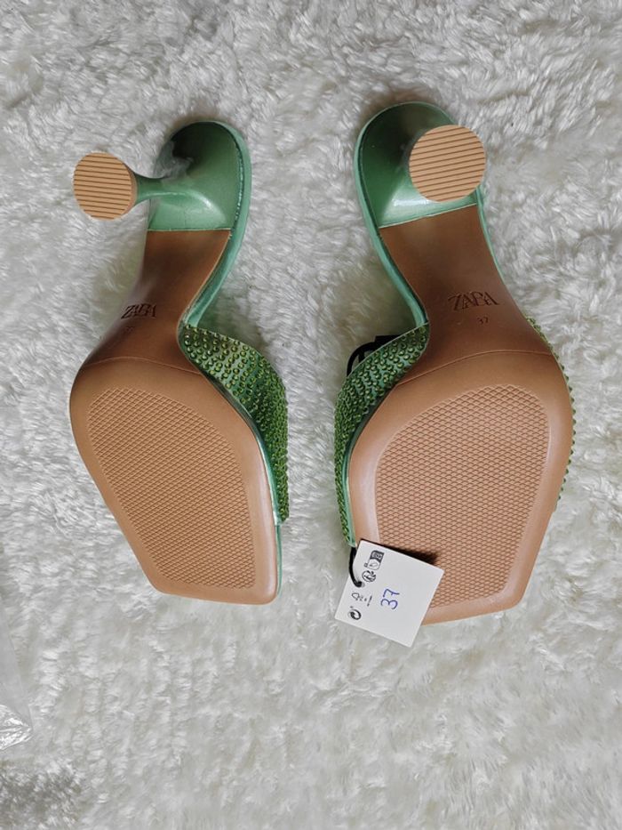 Mules vertes métalliques strass taille 37 ZARA - photo numéro 11