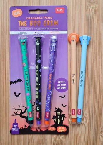 Legami Halloween 2025 Set Neuf Chat Meow + Squelette + Zombie + Éléphant + Lion = 5 Stylos Neufs