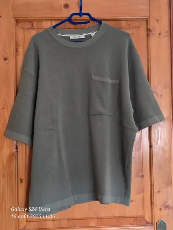 Teeshirt kaki mixte avec poche