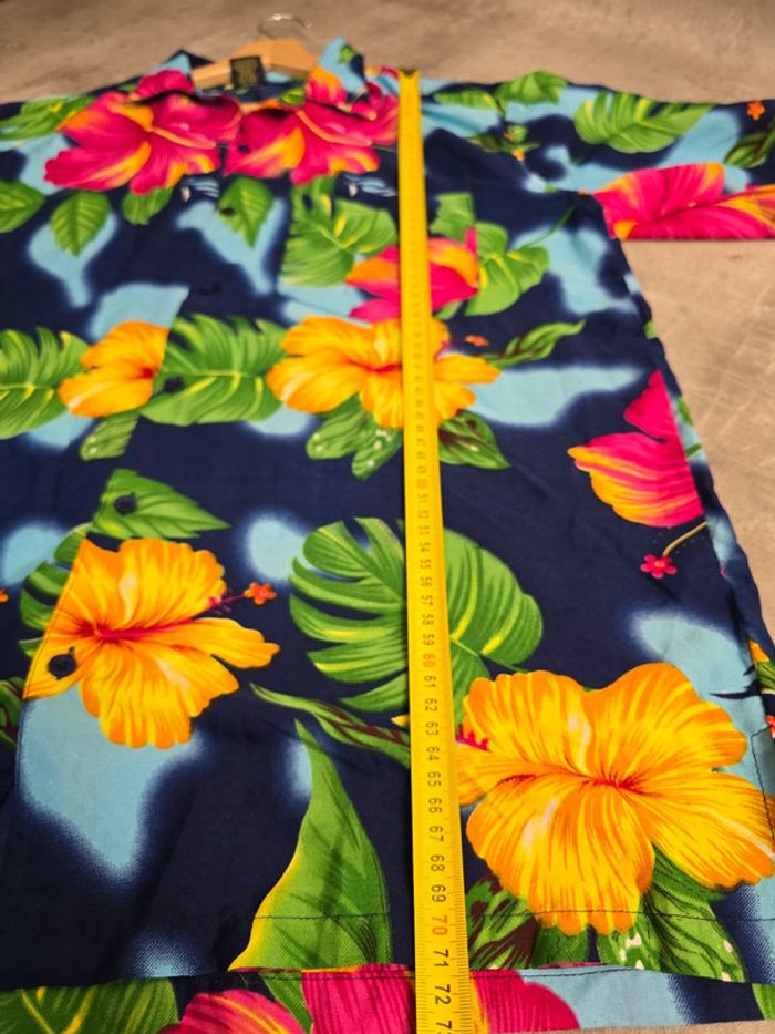 Chemise hawaïenne homme Ocean Blue fleurs tropicales multicolore M été vintage - photo numéro 8