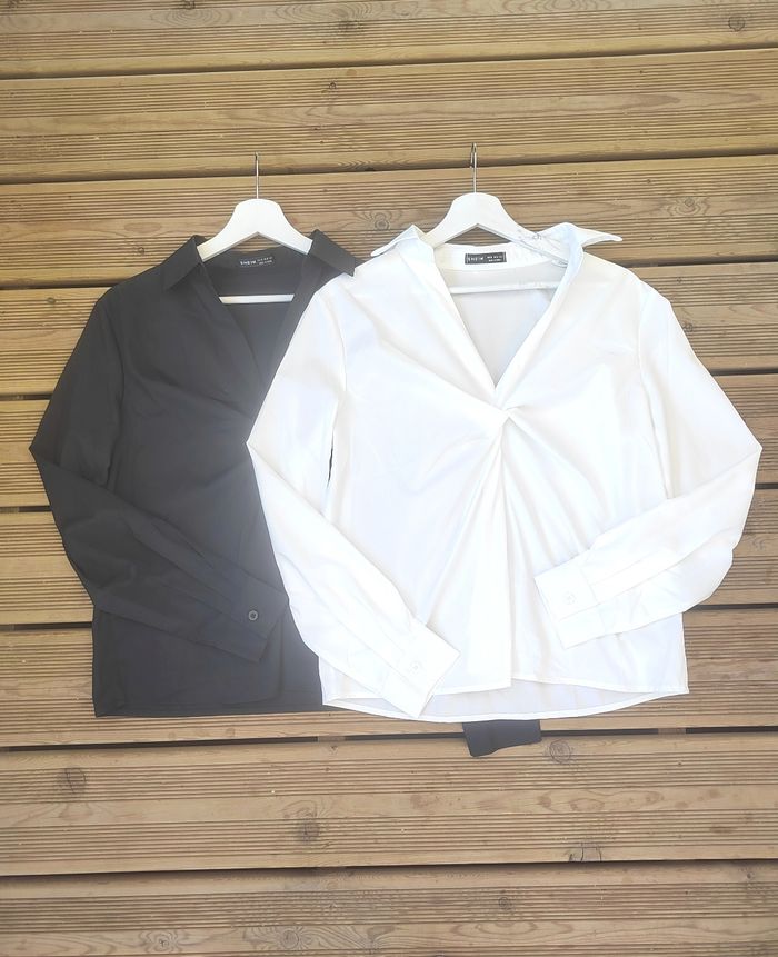 Lot de 2 Blouses Élégantes Shein – Noire & Blanche – Taille M/38 – Très Bon État - photo numéro 2