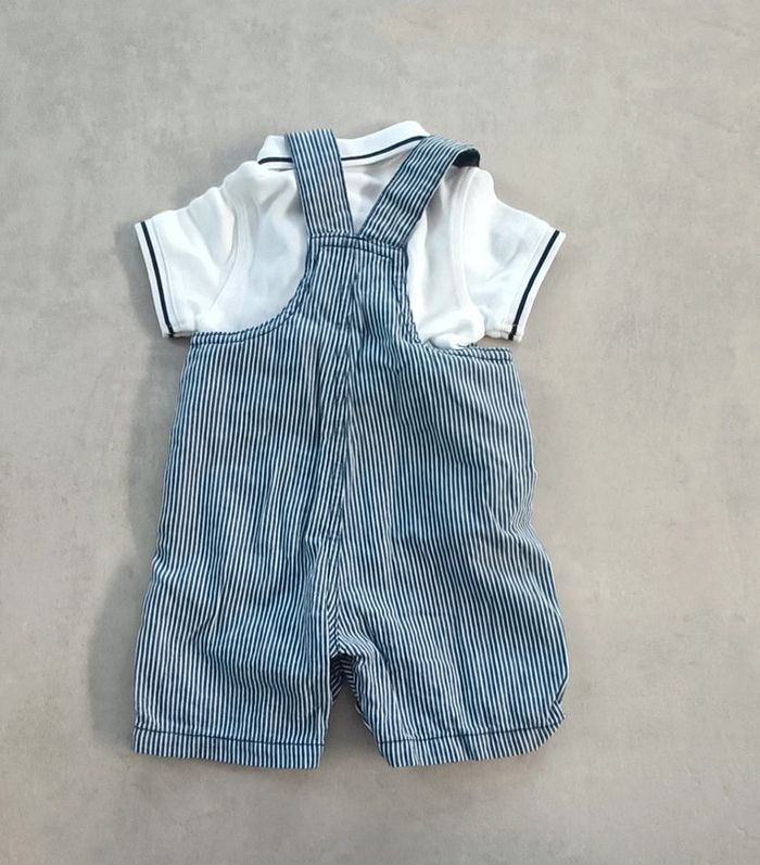 Ensemble salopette et polo manches courtes garçon - 3 mois - photo numéro 2
