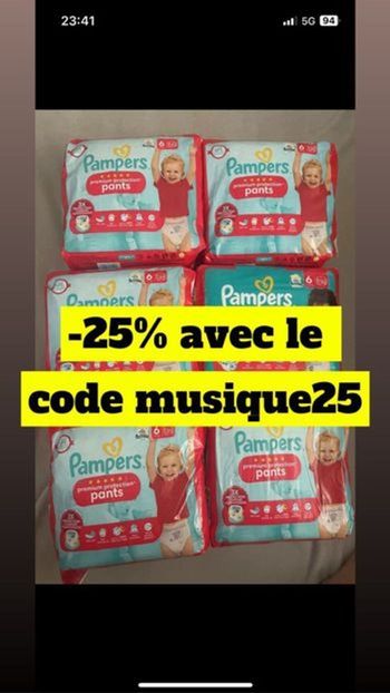 Six paquets de couches culottes Pampers taille 4