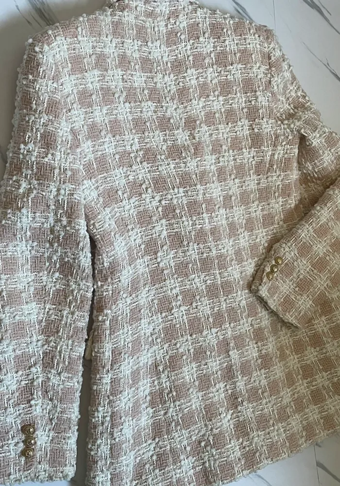 Veste blazer à carreaux texturée zara taille 36 - photo numéro 11
