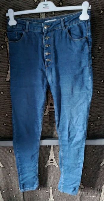 Jeans skinny taille haute bleu