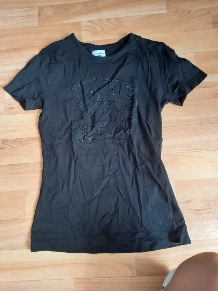 Tee-shirt manches courtes en coton noir - photo numéro 2