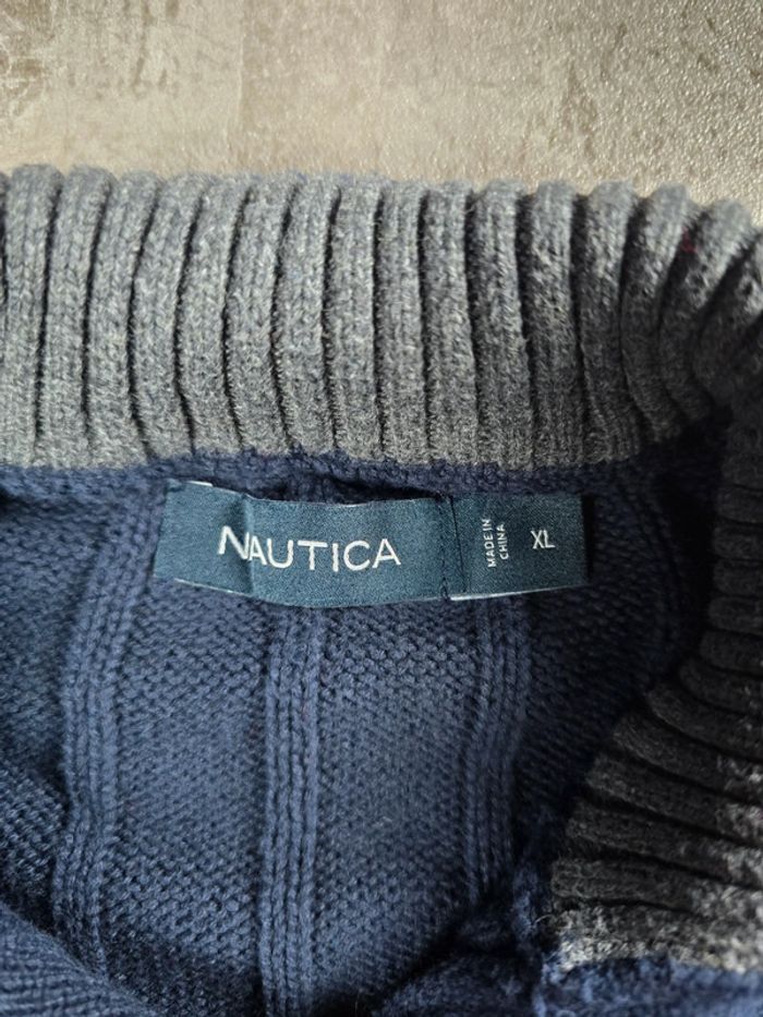 Pull coton Nautica torsadé col camionneur marine taille XL - photo numéro 5
