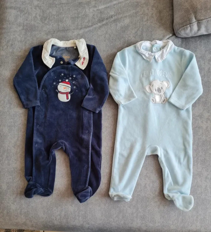 Lot de 2 pyjamas velours 6 mois