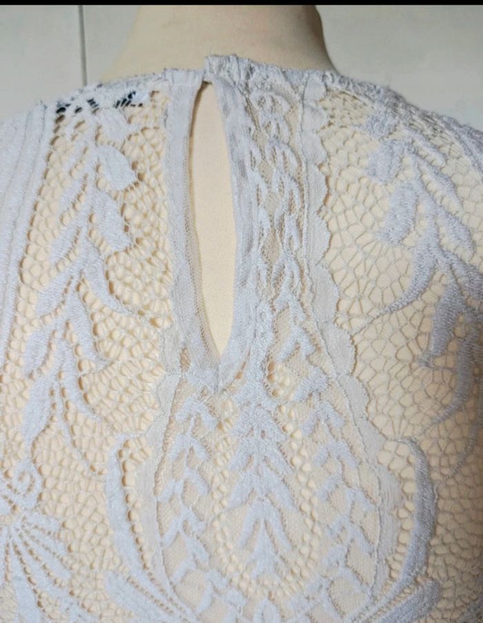 Prix fixe 💎haut top tee-shirt blanc tout en dentelle t xs s Zara - photo numéro 3