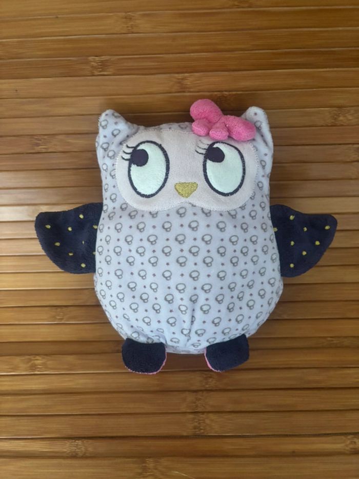 Doudou chouette hibou rose violet Simba