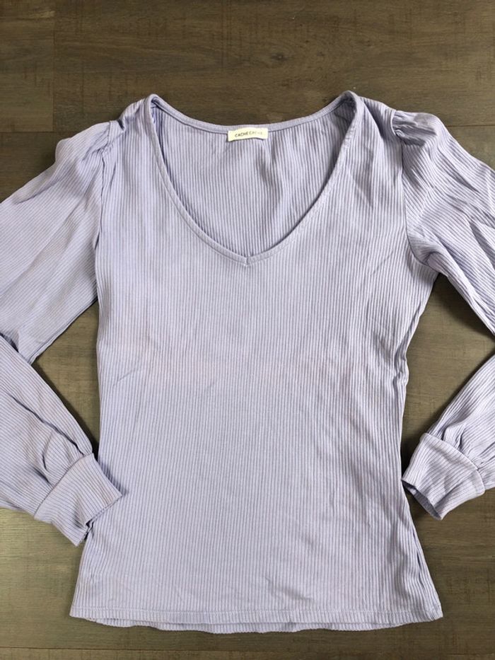 T shirt cache cache lilas taille M manches longues