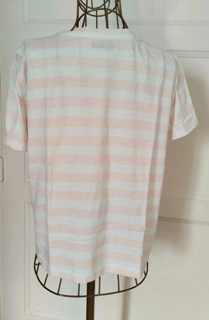 Tee-shirt rayé rose pâle & blanc – Taille S/36 – Bershka – TBE - photo numéro 3