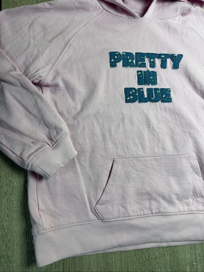Sweat long à capuche pretty in blue - taille 8 ans - photo numéro 3