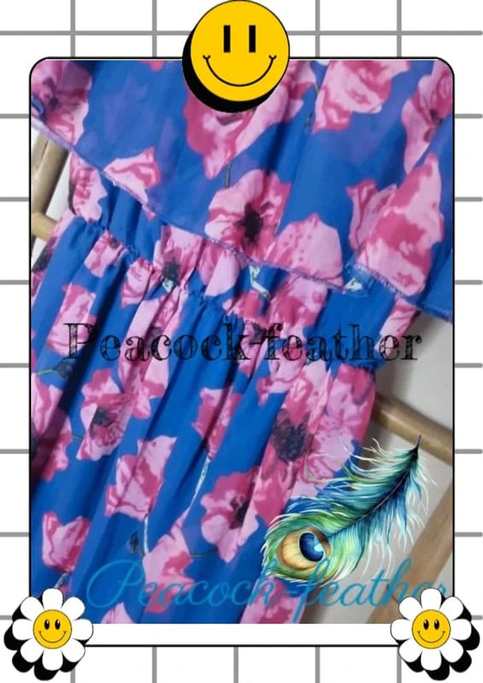 Robe longue fleurie bleue et rose TU - photo numéro 3