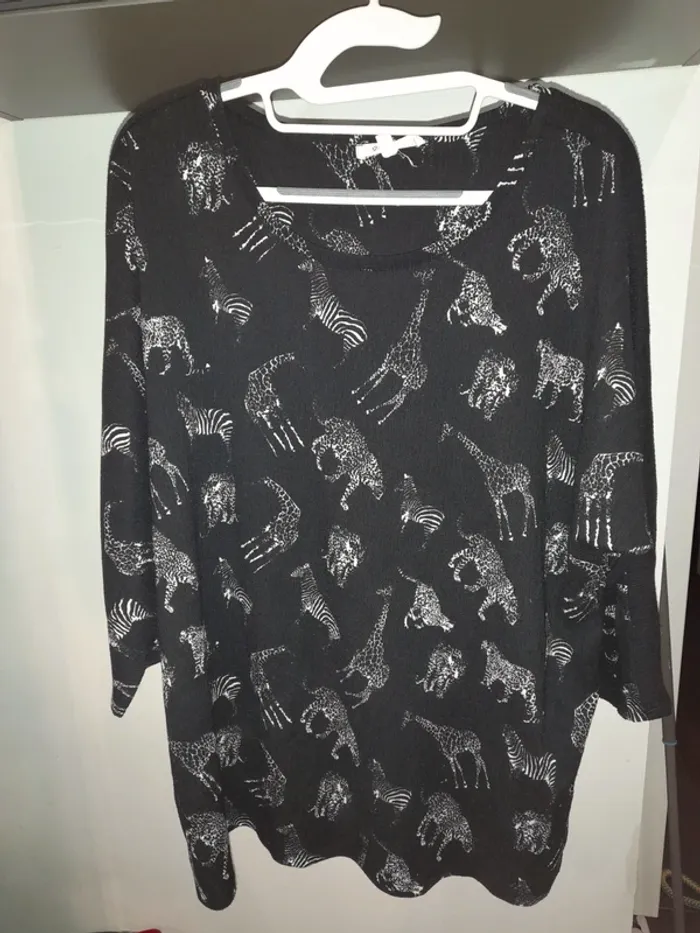 Tunique noir imprimé taille m/l paprika