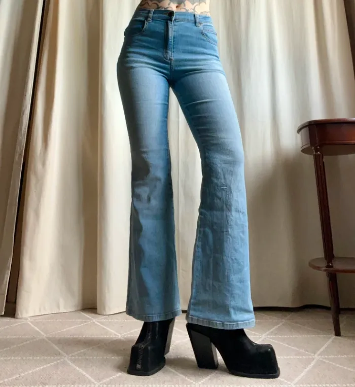 Jeans évasé y2k denim Bratz années 2000 vintage - Taille S - photo numéro 4