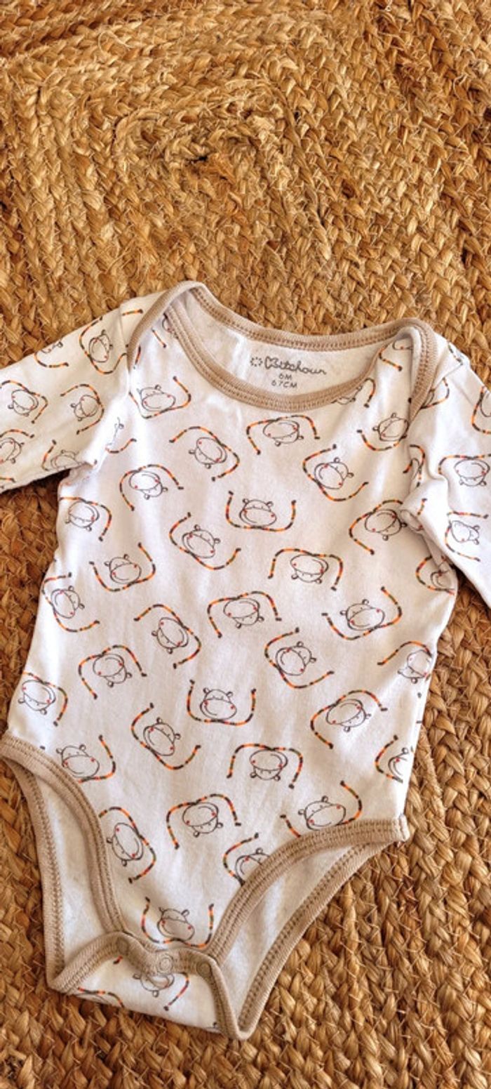 Body blanc et petits singes colorés Kitchoun 6mois - photo numéro 4