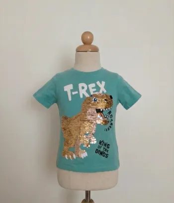 T-shirt dinosaure T-Rex sequins réversibles - H&M - 3-4 ans (104cm)