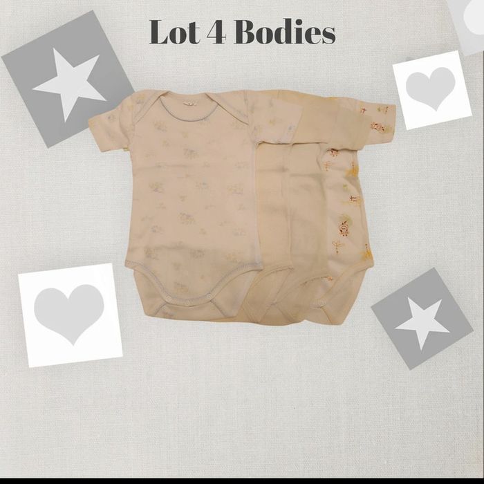 Lot 4 bodies manches courtes T. 12 mois Absorba