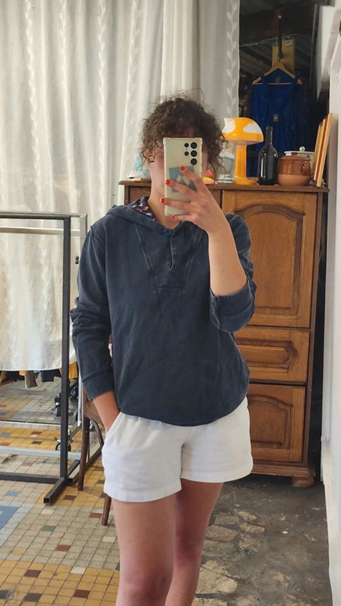 Vareuse à capuche en toile coton bleu marine Mousqueton - photo numéro 3