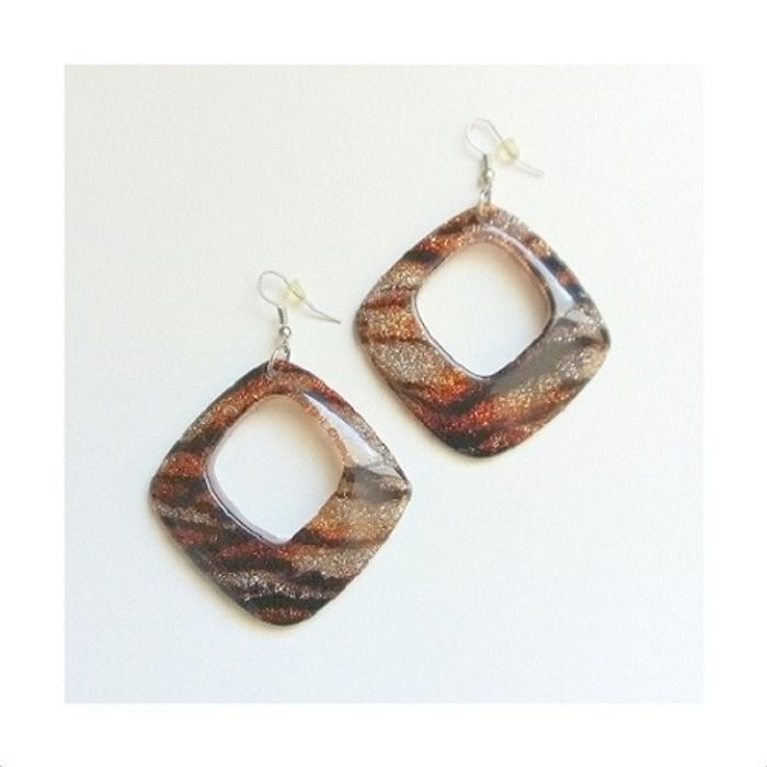 Boucles D'oreilles Pendantes Résine Pailletée