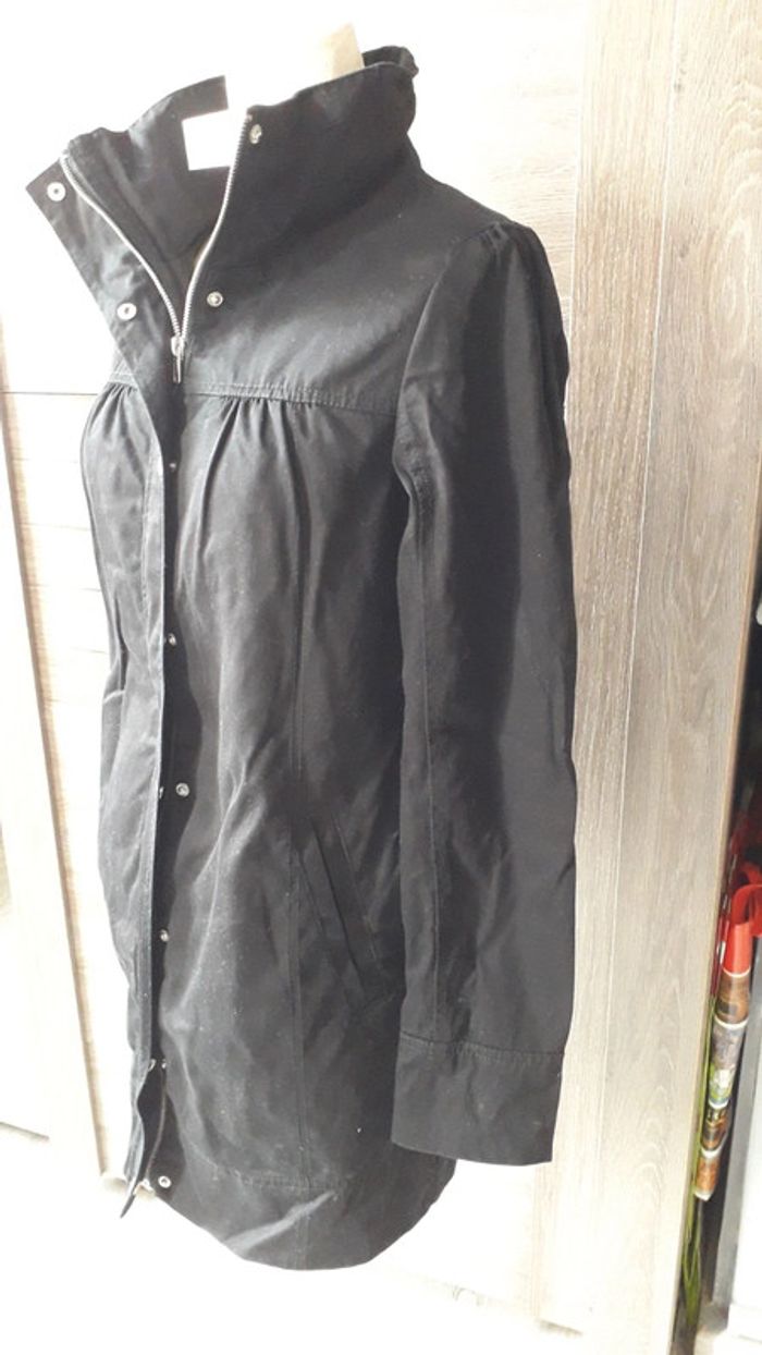 Manteau mi-long en coton noir neuf - photo numéro 2