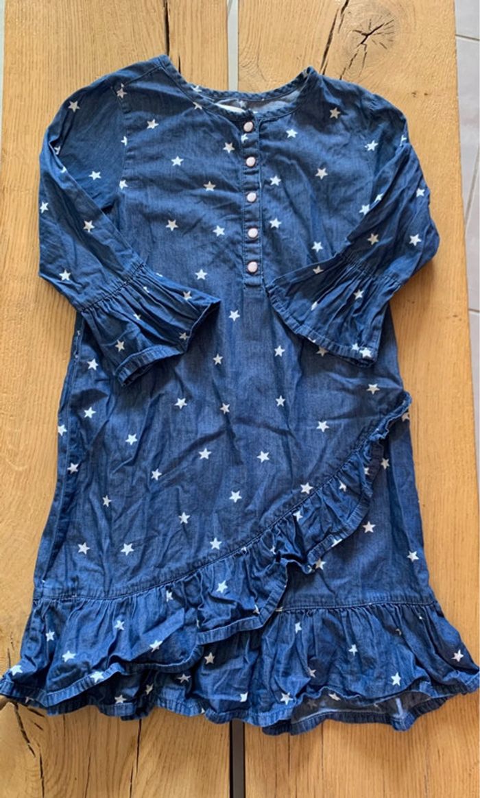 Robe bleue manches 3/4 motifs étoiles fille 10 ans Orchestra