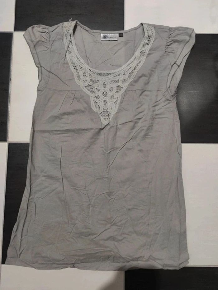 Tunique femme Kiabi woman t 38 dentelle grise