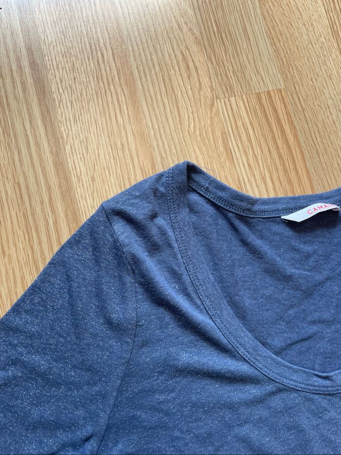 T-shirt paillettes bleu - photo numéro 3