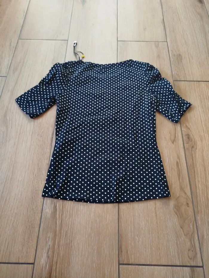T-shirt noir femme à pois blanc neuf cache cache - photo numéro 4