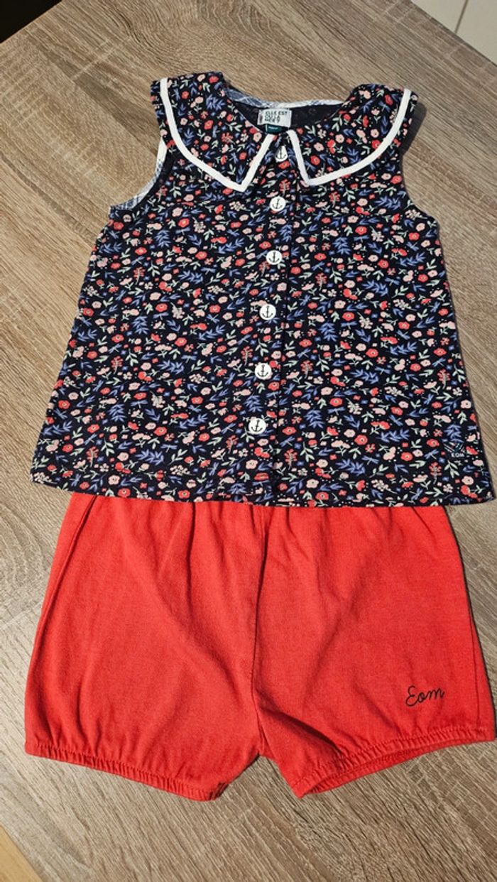 Ensemble haut et short Elle est où la mer?18m