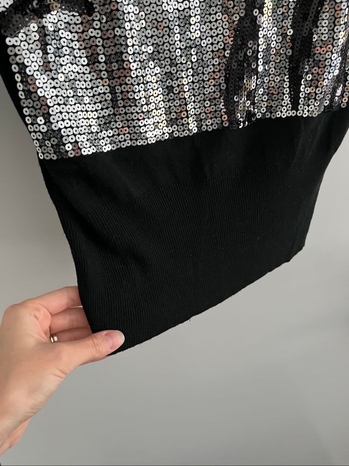 Robe Tunique Noire JL Mode - Motif Visage Sequins Argentés et Rouge 💋 - photo numéro 2