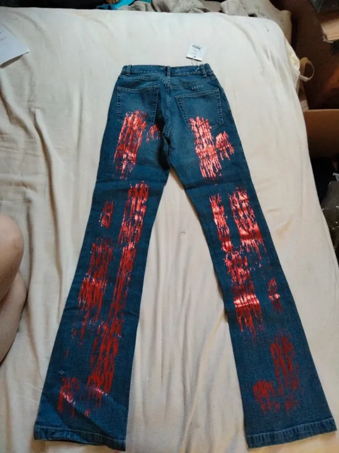 Jean School Rag Taille S motifs rouge - photo numéro 3