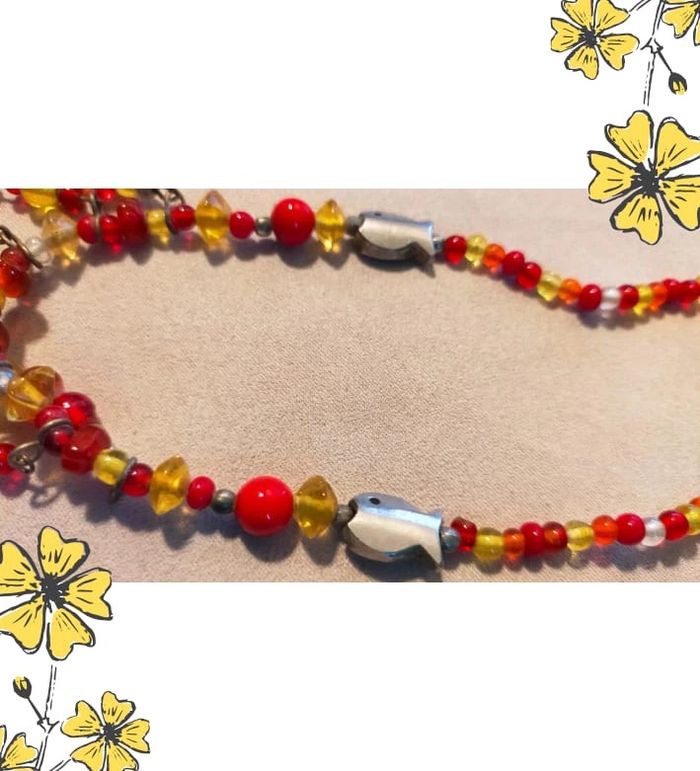 Collier ethnique multicolore – Verre et poissons métal – Collection Terres d’Ailleurs - photo numéro 7
