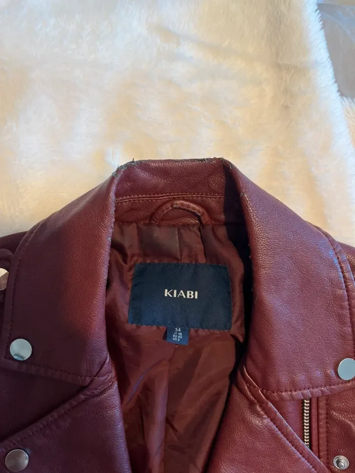 Veste simili cuir bordeaux taille 34 – Très bon état - photo numéro 5