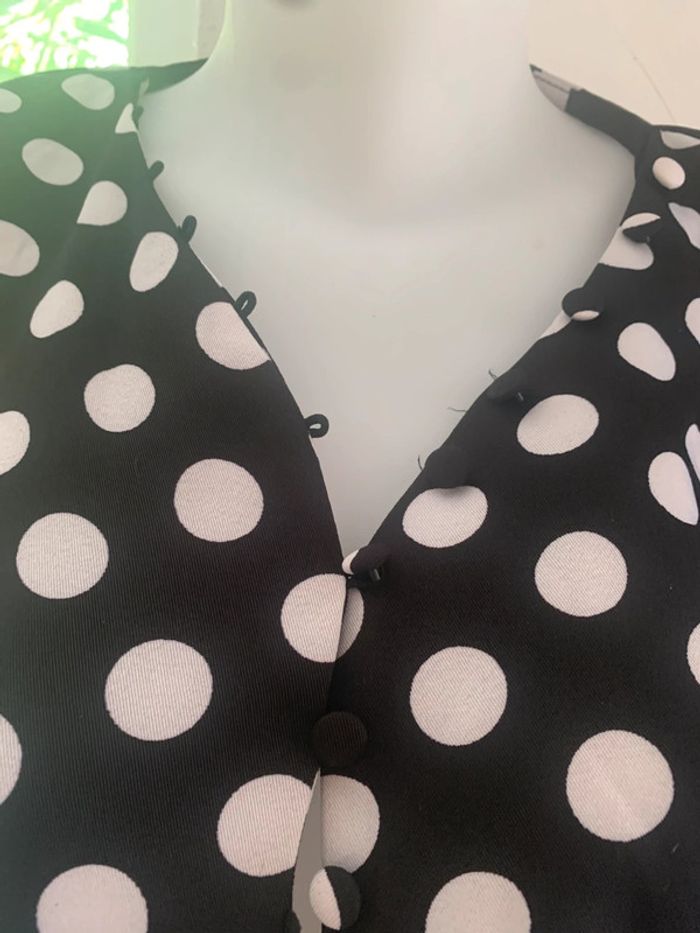 Blouse Ivivi taille 38 noir à pois blanc - photo numéro 8