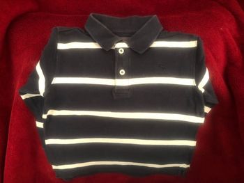 Polo H&M 6 ans marine rayé blanc manches longues