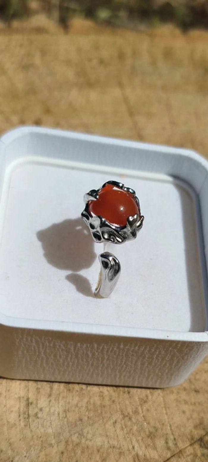 Bague Mystique Nature en Argent S925 🧡 Agate Mousse AAA - photo numéro 4