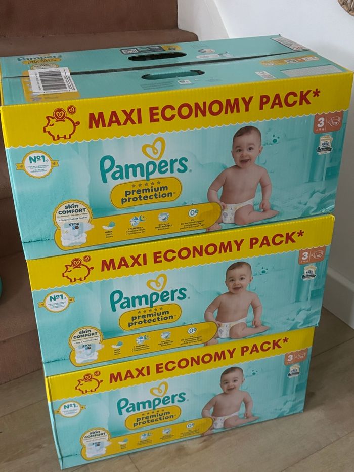 3 x Maxi Economy Pack Couches Pampers Premium Protection T3