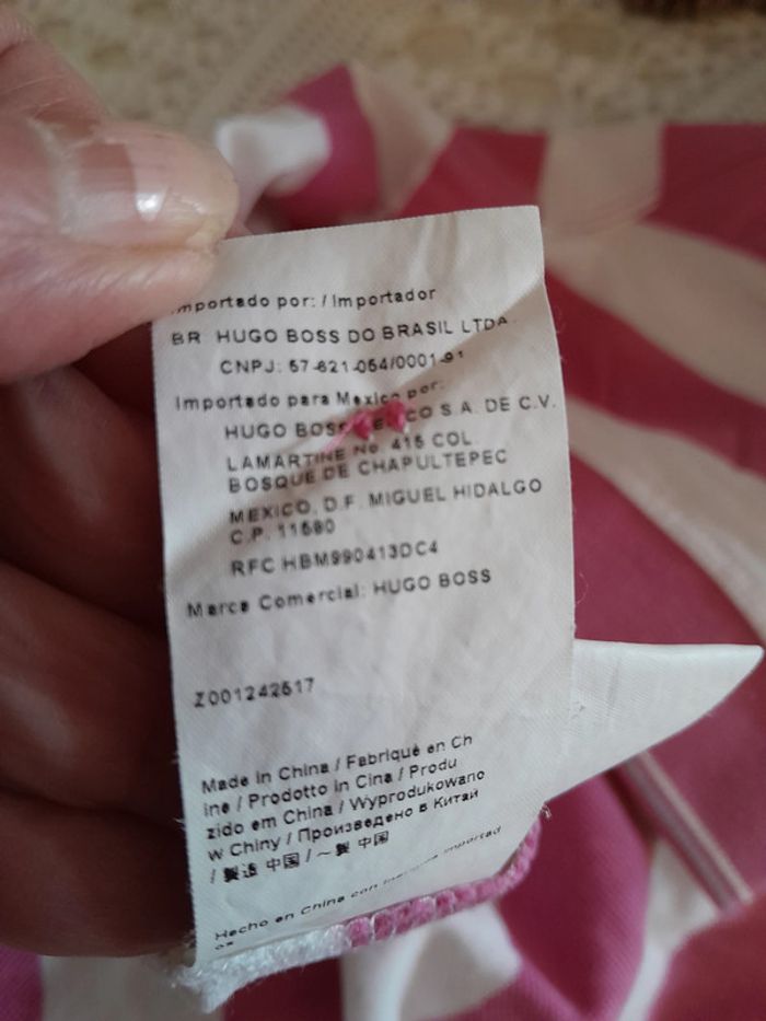 Polo, rayé rose et blanc, taille XL, Marque Hugo Boss - photo numéro 9