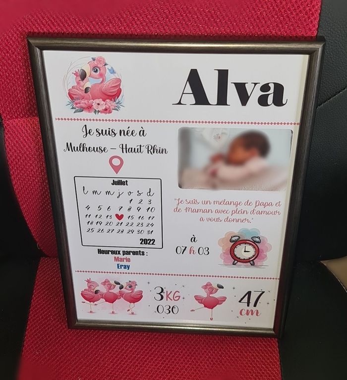 Cadre naissance à personnalisé